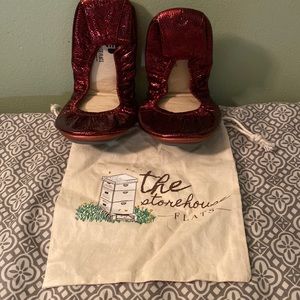 Storehouse flats, leather, size 8, dark red